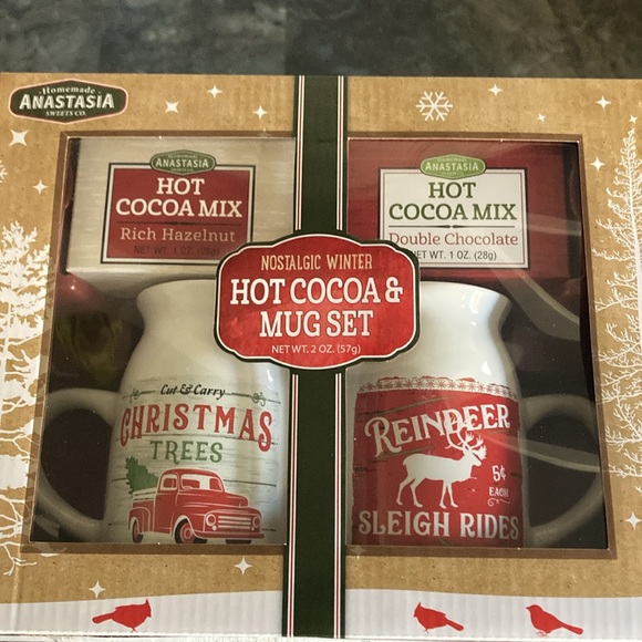 BNIB- Nostalgic Christmas Trees & Reindeer Rides Milk Jug Mugs & Hot Cocoa Set - Picture 14 of 15